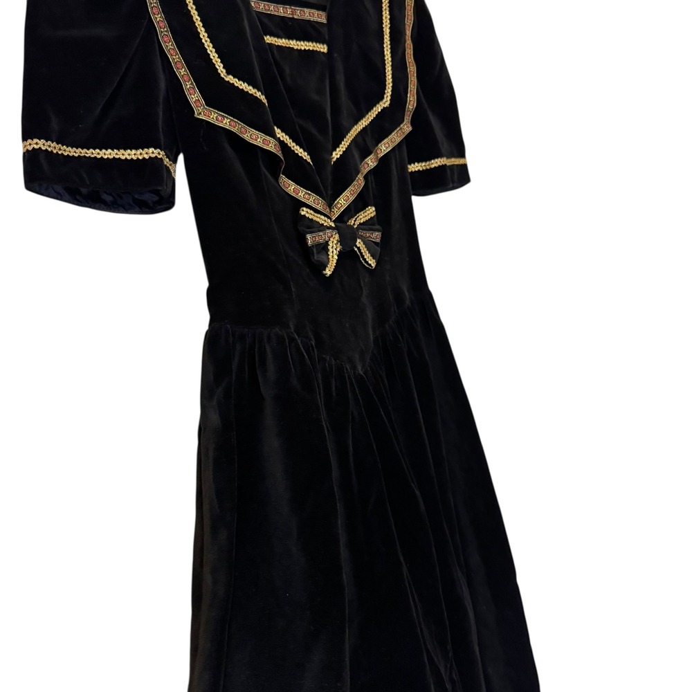 Gunne Sax Jessica McClintock Black‎ Velvet Dress Sailor Holiday Cottagecore S 5 - Picture 7 of 15